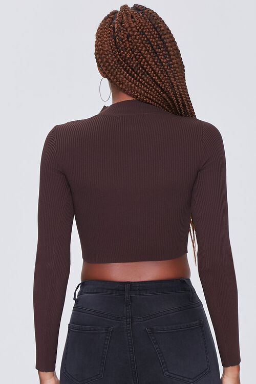 BROWN Ribbed Mock Neck Sweater, image 3
