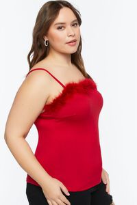 RED Plus Size Faux Feather-Trim Cami, image 2