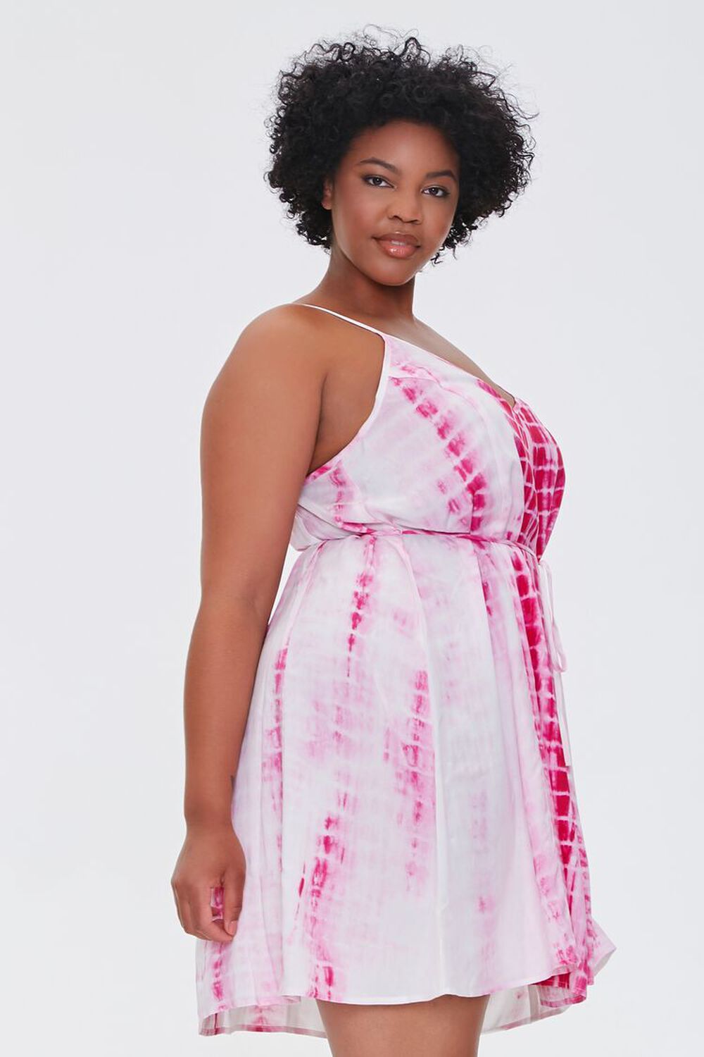 PINK/MULTI Plus Size Tie-Dye Mini Dress, image 2