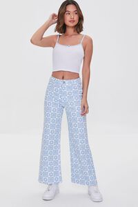 BLUE/WHITE Checkered Happy Face Jeans, image 1