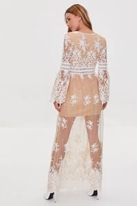 WHITE/NUDE Crochet Lace Maxi Dress, image 3