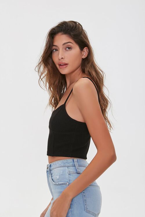 BLACK Textured Cropped Cami, image 2