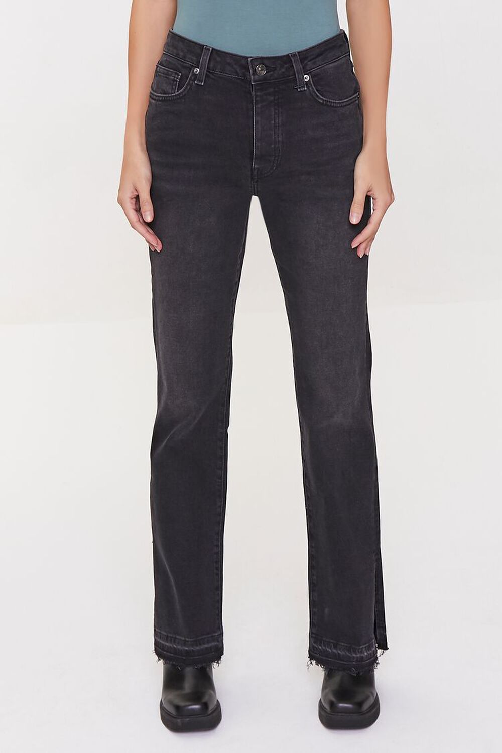 WASHED BLACK High-Rise Bootleg Jeans, image 2