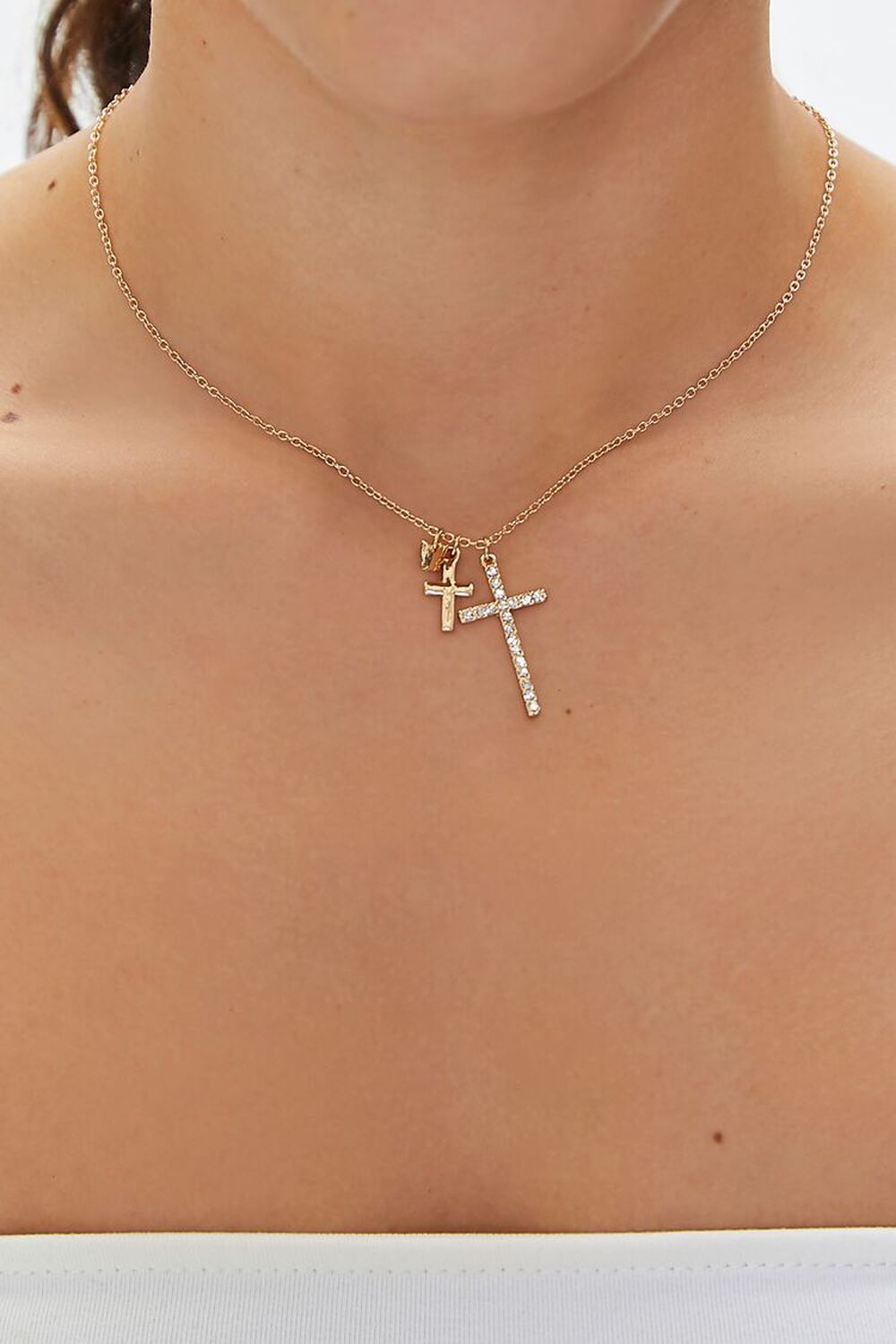 GOLD Upcycled Cross Charm Necklace, image 1
