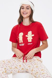 RED/CREAM Gingerbread Tee & Pants Pajama Set, image 1