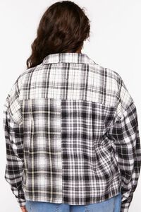 WHITE/MULTI Plus Size Reworked Plaid Flannel Shirt, image 3