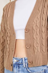 BROWN Cable Knit Cardigan Sweater, image 5