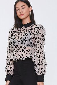 Leopard Print Collared Top, image 1