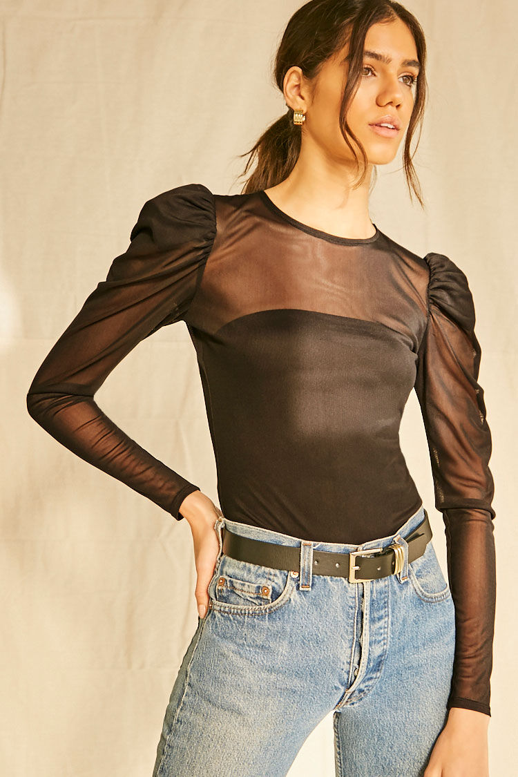 mesh top with jeans