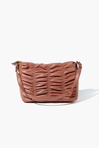 TAN Ruched Faux Leather Crossbody Bag, image 4