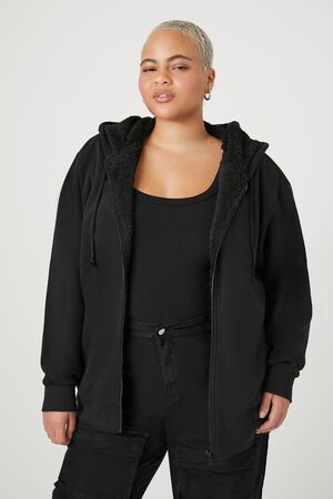 Yours Plus Size Curve Black Basic Zip Through Hoodie Size 12 | Women's Plus Size and Curve Fashion
