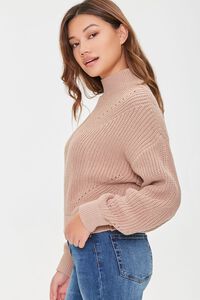 TAUPE Mock Neck Drop-Sleeve Sweater, image 2