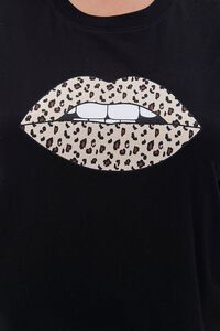 BLACK/MULTI Plus Size Leopard Lips Graphic Tee, image 5