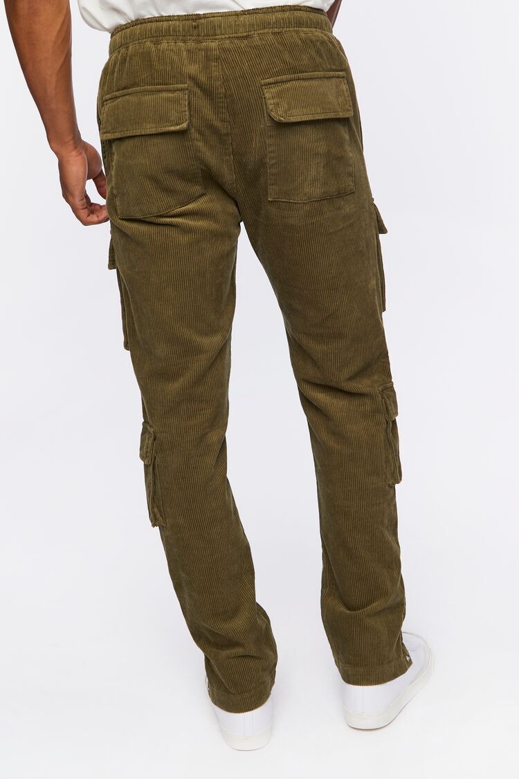 Corduroy Button-Hem Slim-Fit Pants