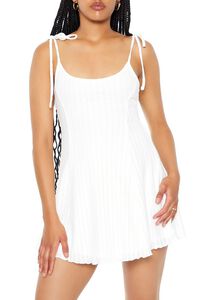 WHITE Tie-Strap Pointelle Mini Dress, image 4