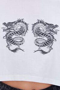 WHITE/BLACK Cropped Dragon Graphic Tee, image 5