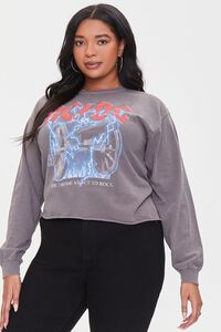 GREY/MULTI Plus Size ACDC Graphic Raw-Cut Tee, image 1