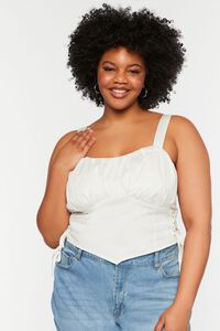 BRIGHT WHITE Plus Size Ruched Lace-Up Top, image 1