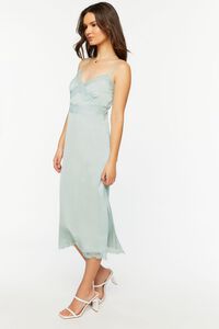 BLUE Satin Lace-Trim Midi Slip Dress, image 2
