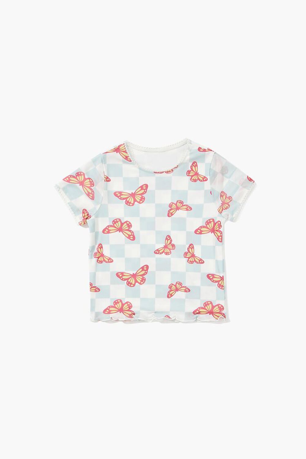 BLUE/MULTI Girls Butterfly Checkered Tee (Kids), image 1