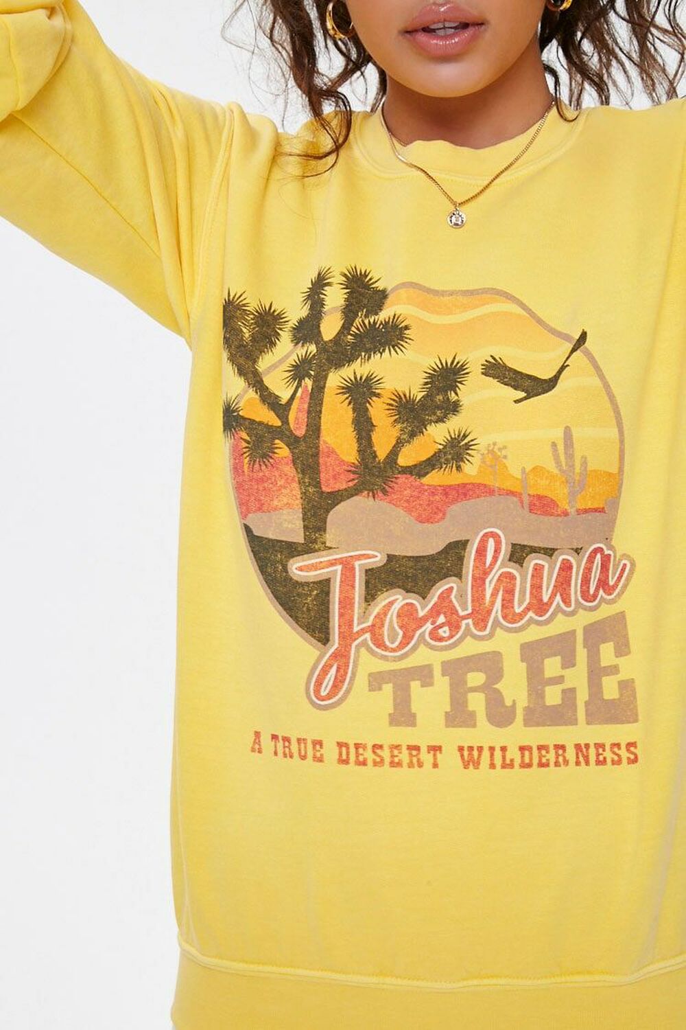 YELLOW/WHITE Fleece Joshua Tree Sweatshirt, image 1