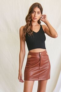 CHOCOLATE Faux Leather Cutout Mini Skirt, image 1