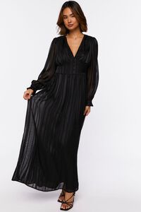 BLACK Chiffon Peasant-Sleeve Maxi Dress, image 4