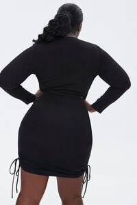 BLACK Plus Size Ruched Drawstring Dress, image 3