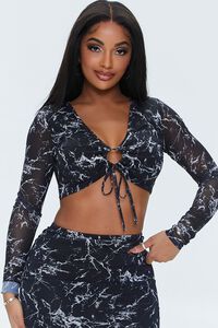 BLACK/MULTI Marble Print Crop Top & Mini Skirt Set, image 5