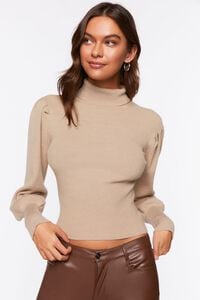 TAUPE Long-Sleeve Turtleneck Sweater, image 1