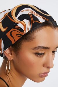 BLACK/MULTI Marble Print Scarf Headwrap, image 4