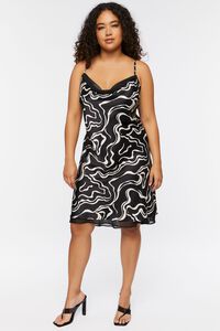 BLACK/WHITE Plus Size Abstract Print Slip Dress, image 5