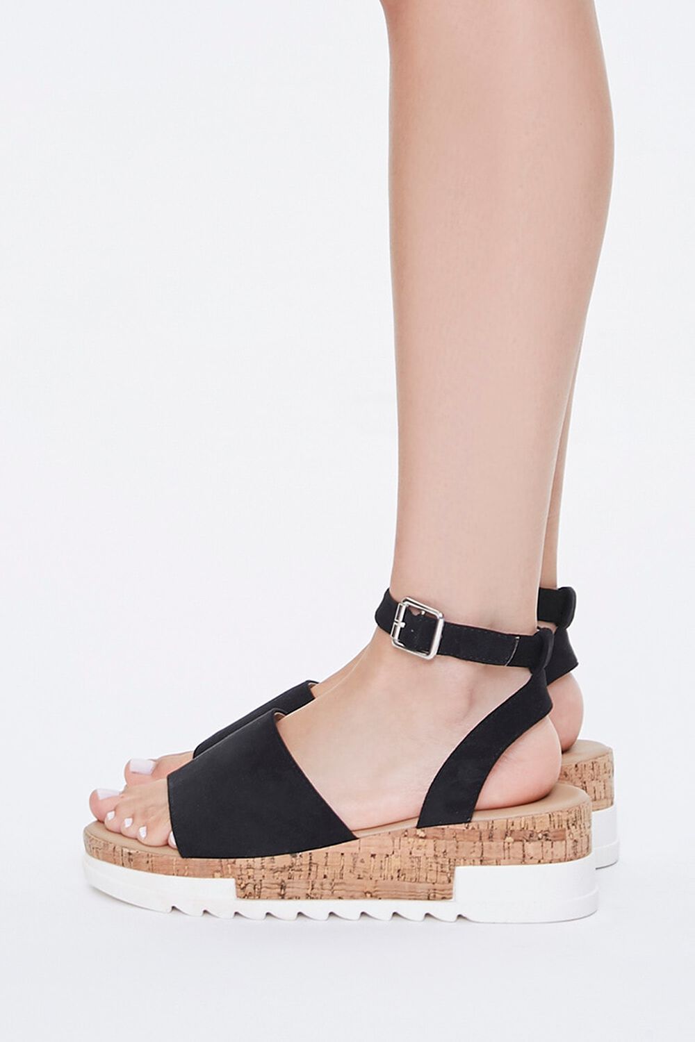 BLACK Open-Toe Cork Sandals, image 2