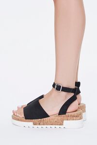 BLACK Open-Toe Cork Sandals, image 2