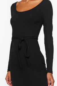 BLACK Tie-Waist Slit Midi Dress, image 5