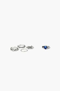 SILVER/BLUE Assorted High-Polish Ring Set, image 1