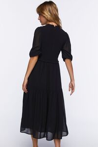 BLACK Smocked Peasant-Sleeve Dress, image 3