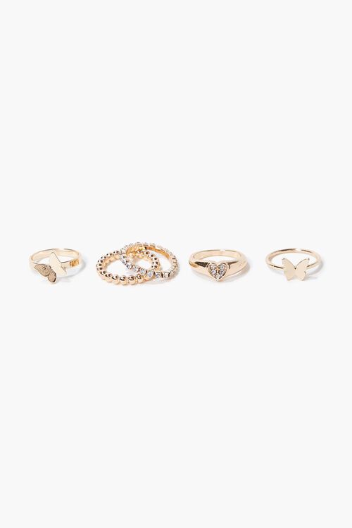 GOLD Butterfly & Heart Ring Set, image 1