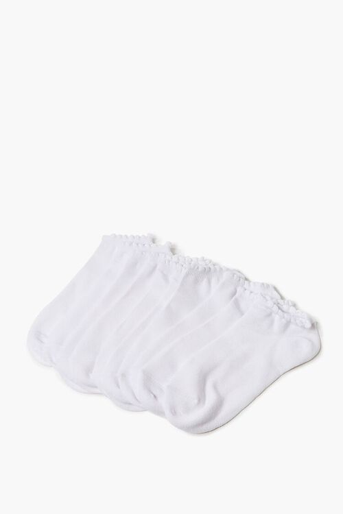 WHITE/WHITE Scalloped-Trim Ankle Socks - 5 Pack, image 2