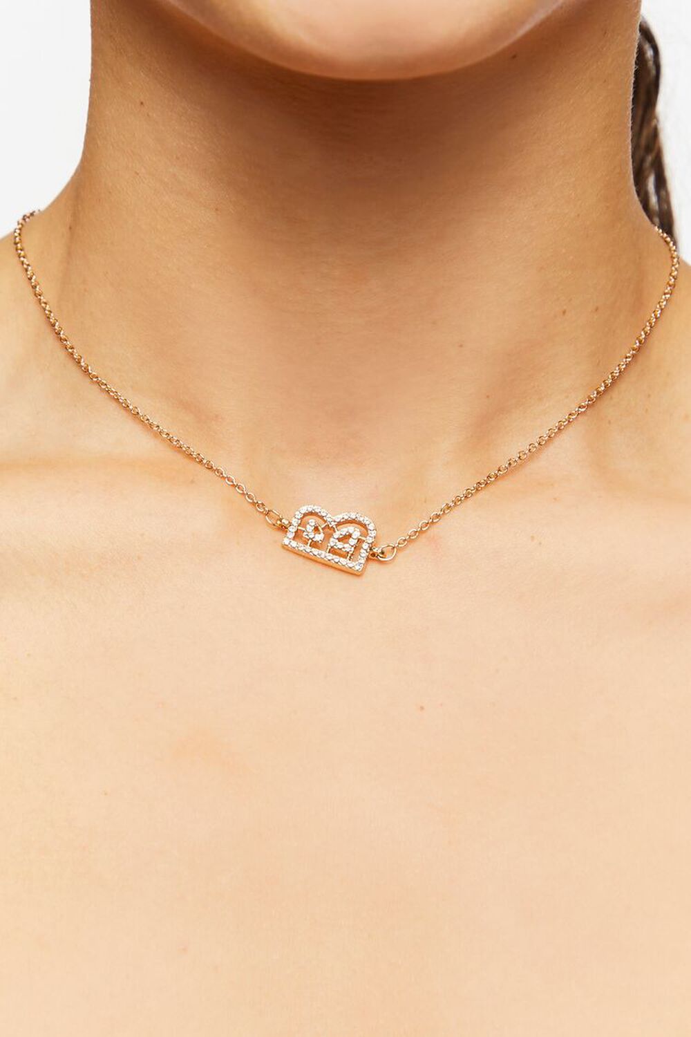 GOLD/B Rhinestone Initial Pendant Necklace, image 1
