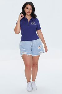 NAVY/WHITE Plus Size Embroidered Beverly Hills Top, image 4