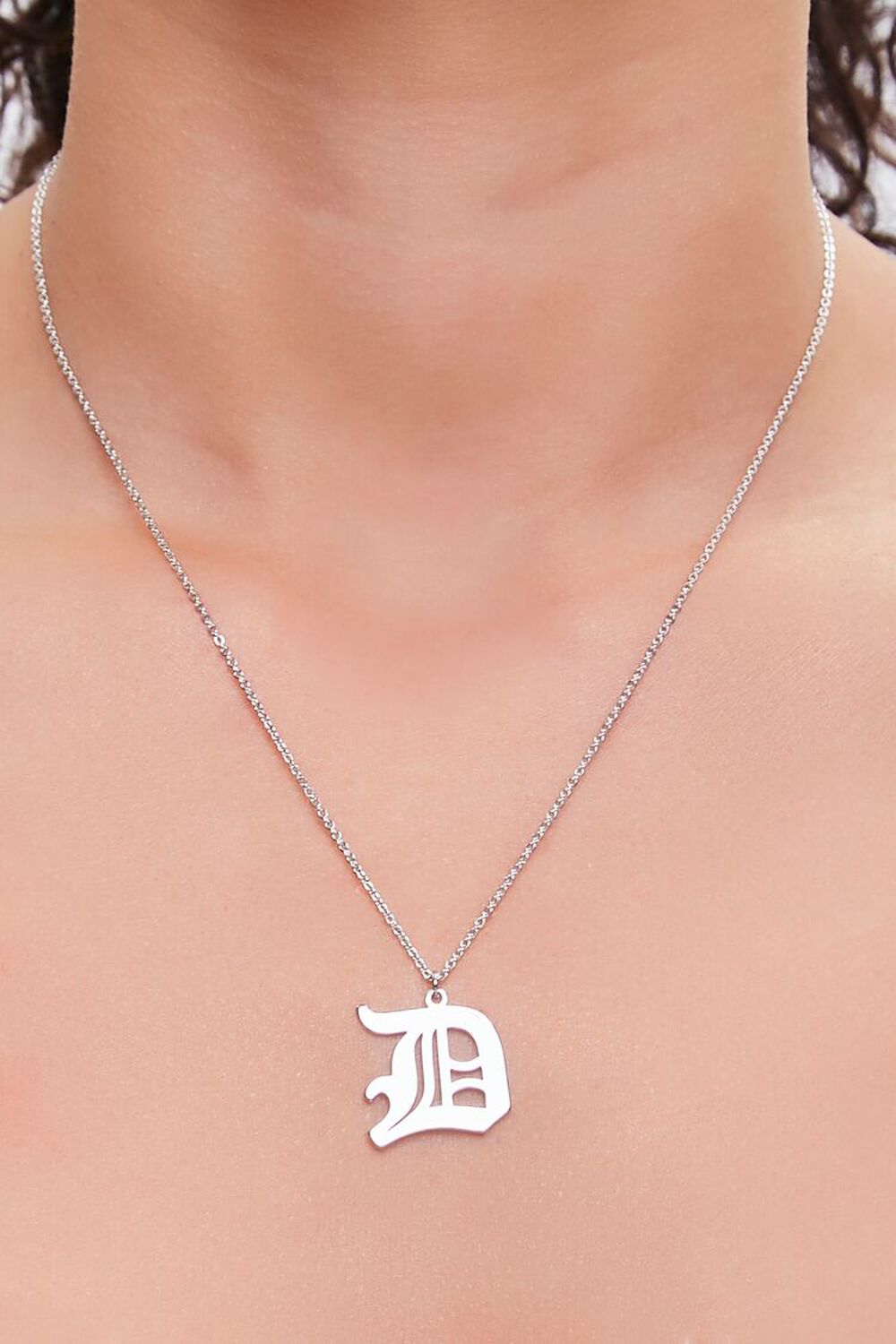 SILVER/D Initial Pendant Chain Necklace, image 1