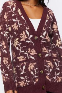 BURGUNDY/MULTI Floral Print Cardigan Sweater, image 5