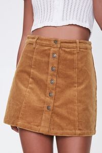 Corduroy Button-Front Mini Skirt, image 2