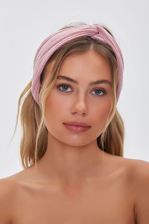 PINK Knotted Pointelle Headwrap, image 2