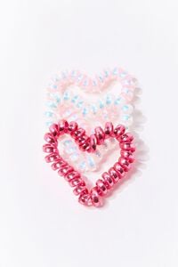 PINK/MULTI Heart Spiral Hair Tie Set, image 2