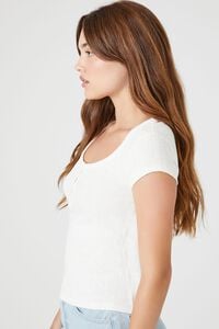 WHITE Rib-Knit Buttoned Baby Tee, image 2