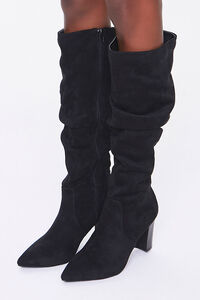 BLACK Slouchy Knee-High Boots, image 1