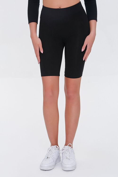 BLACK High-Rise Biker Shorts, image 2