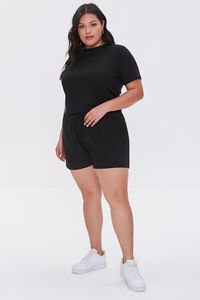 BLACK Plus Size Tee & Drawstring Shorts Set, image 4